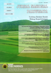 Image of JURNAL NASIONAL PARIWISATA VOLUME 8 NOMOR 1, APRIL 2016 PUSAT STUDI PARIWISATA UNIVERSITAS GAJAH MADA